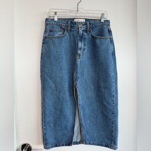 Abercrombie & Fitch Classic Blue Denim Midi Skirt